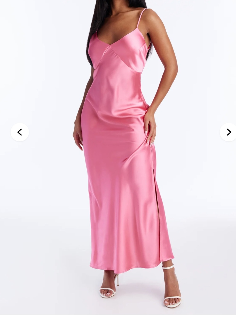 Fashion Nova Pink Satin Bias Maxi Skirt - Picture 2 of 3